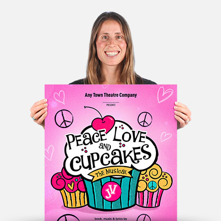 Peace, Love, and Cupcakes JV Official Show Artwork