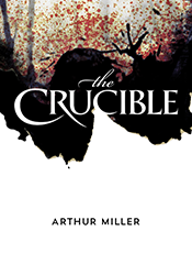 The silhouette of trees and foliage are layered with red splatters. The Crucible is written in sharp white font.