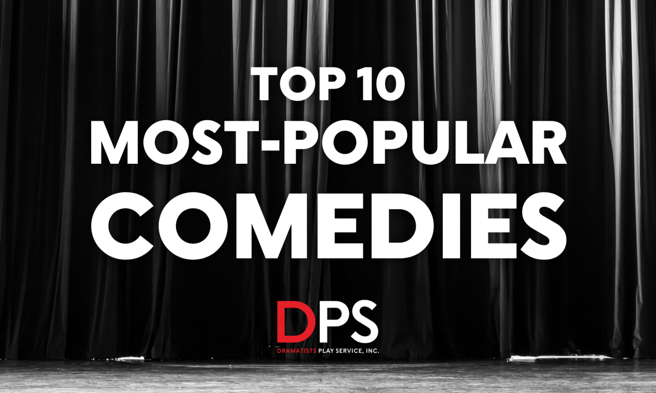 top 10 most popular comedies on a black background