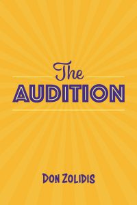 The Audition is in purple font with white accents on a yellow sunburst background.