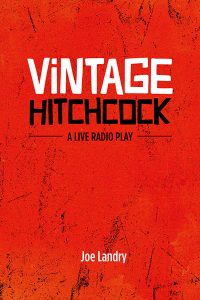 Over a bright red background with black scratches, Vintage Hitchcock is in irregular block white and black font. 